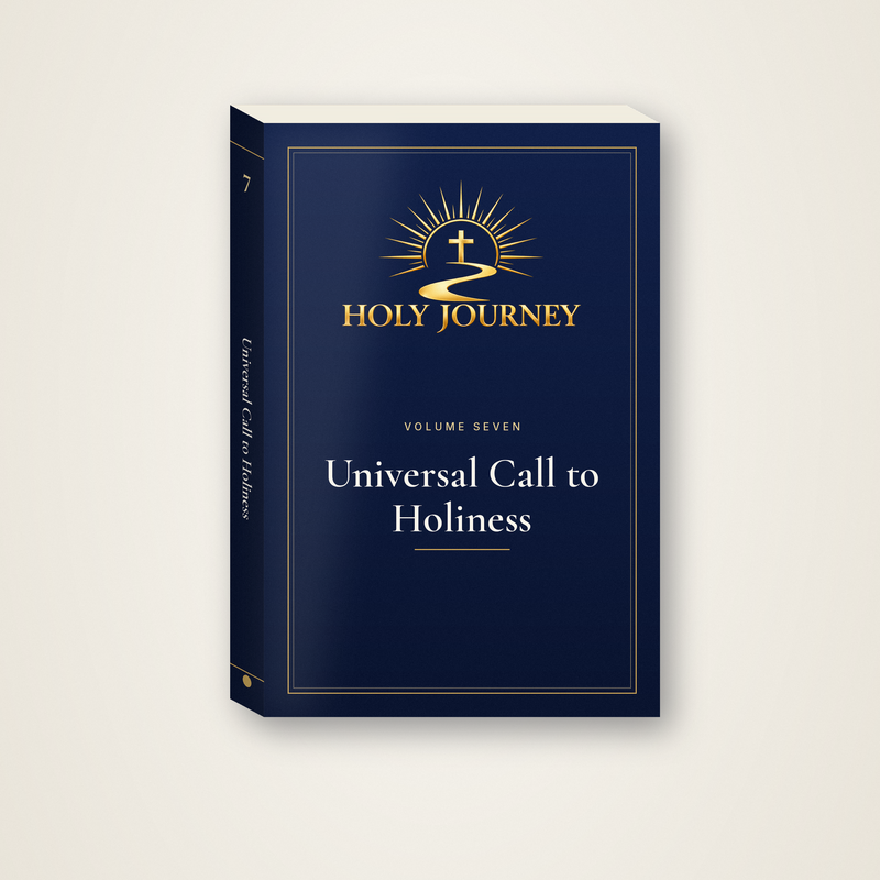 Holy Journey Volume 7: Universal Call to Holiness, softcover, gold logo on navy